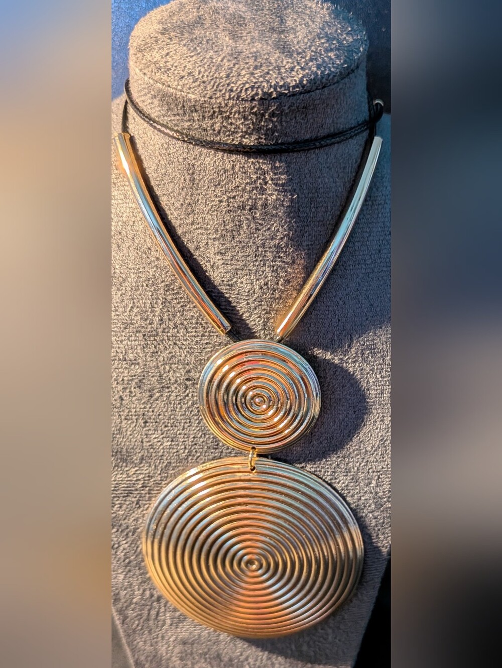 Spiral Double Disc Gold Necklace - Women Jewelry